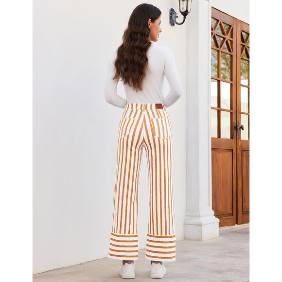 Women’s Wide Leg Jeans Stretchy Denim High Waist Casual Pockets Trendy - Picture 4 of 7